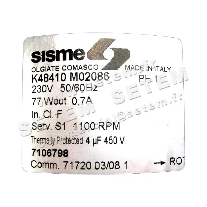 6185002086-MOTEUR SISME K48410MO2086 "7106798"