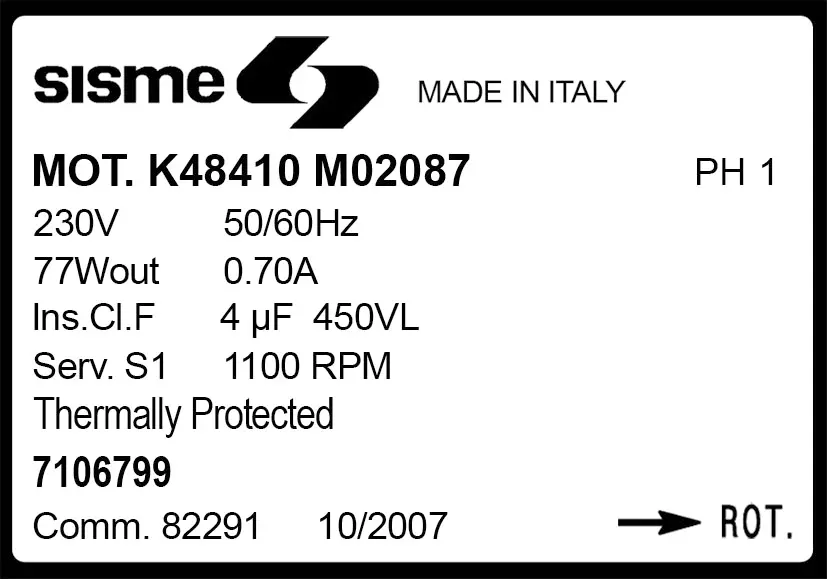 6185002087-MOTEUR SISME K48410MO2087 "7106799" 2