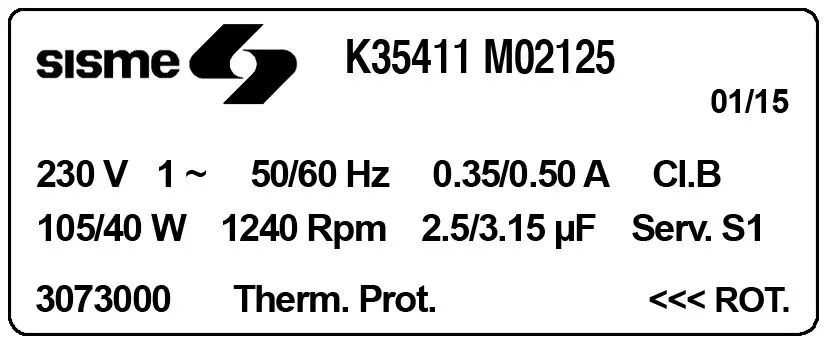 6185002125-MOTEUR SISME K35411M02125 "3073000" 2
