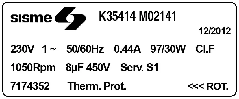 6185002141-MOTEUR SISME K35414M02141 "7174352" 2