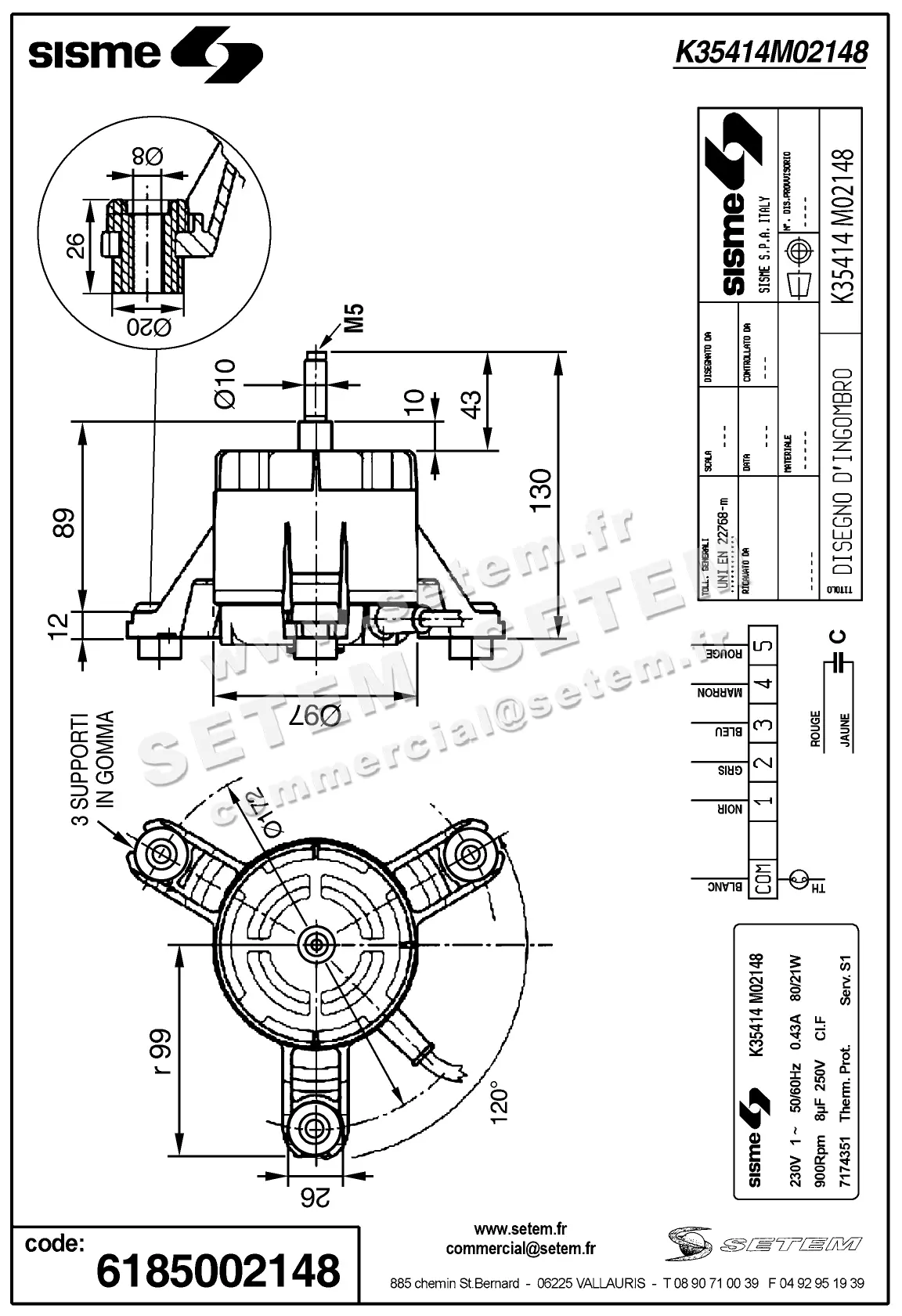 6185002148-MOTEUR SISME K35414MO2148 "7174351" 4