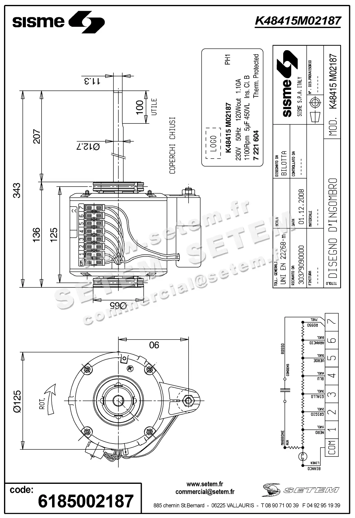 6185002187-MOTEUR SISME K48415M02187 "7221604" 3