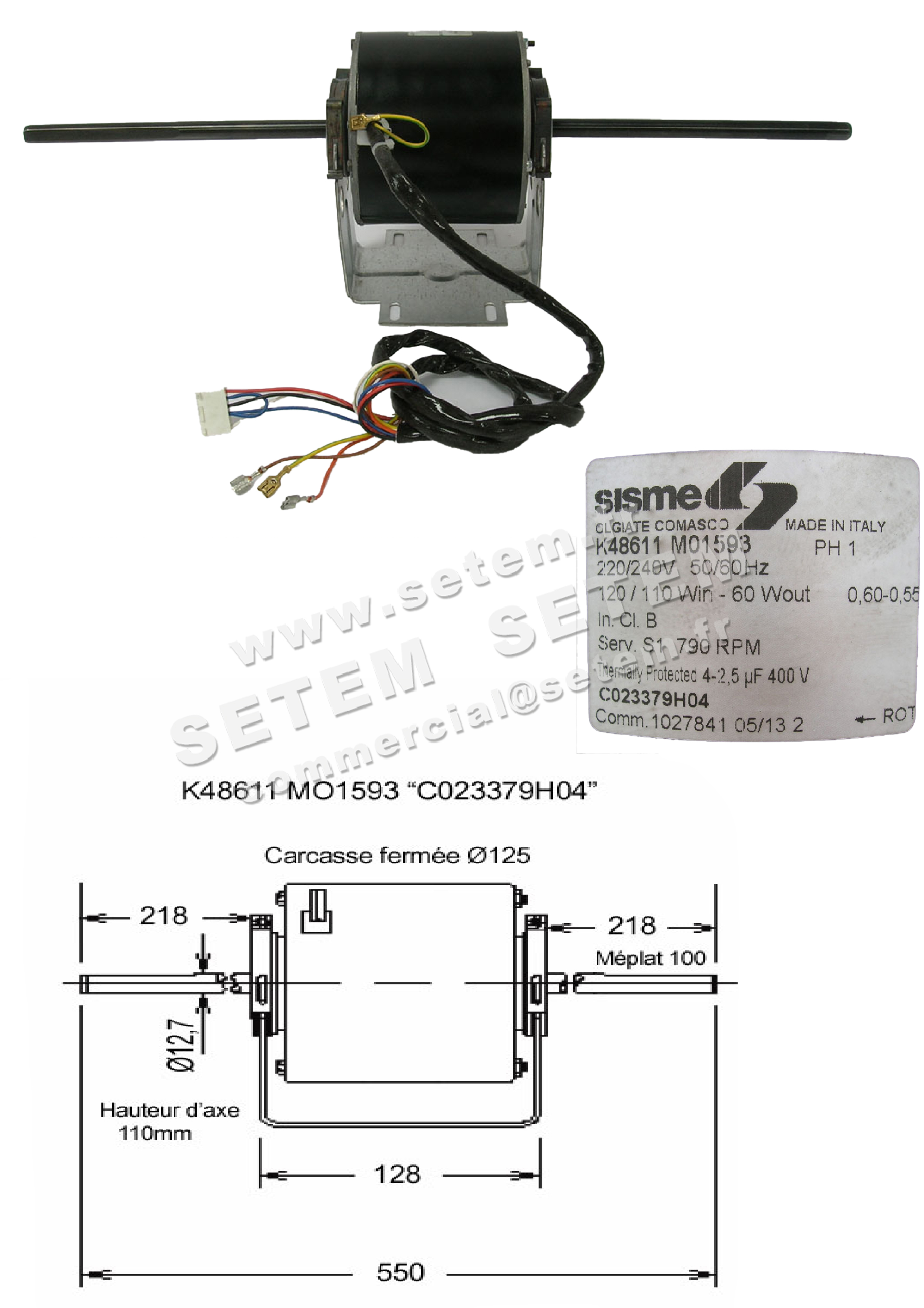 6185002487-MOTEUR SISME K48611MO1593 "C023379H04" 3
