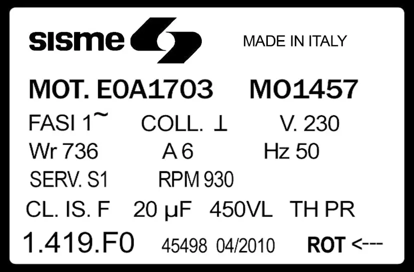 6185002828-MOTEUR SISME E0A1703MO1457 "1419F0" 2