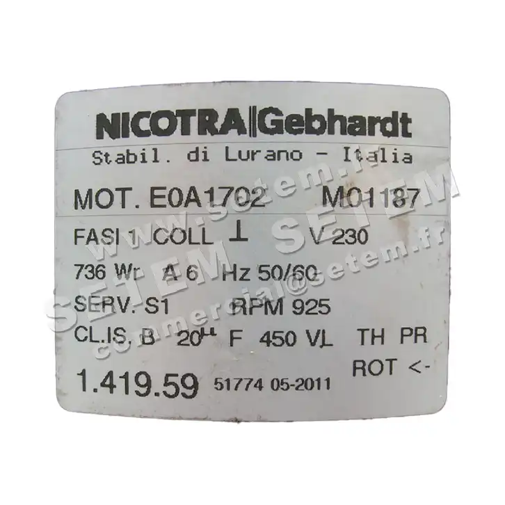 6185002904-MOTEUR SISME E0A1702 MO1187 "141959" 2