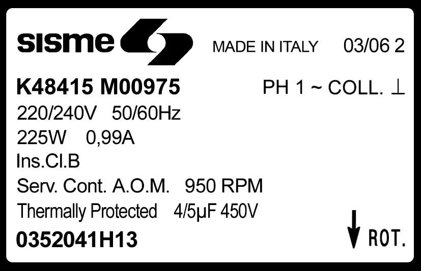 6185007650-MOTEUR SISME K48415MO0975 "0352041H13" 2