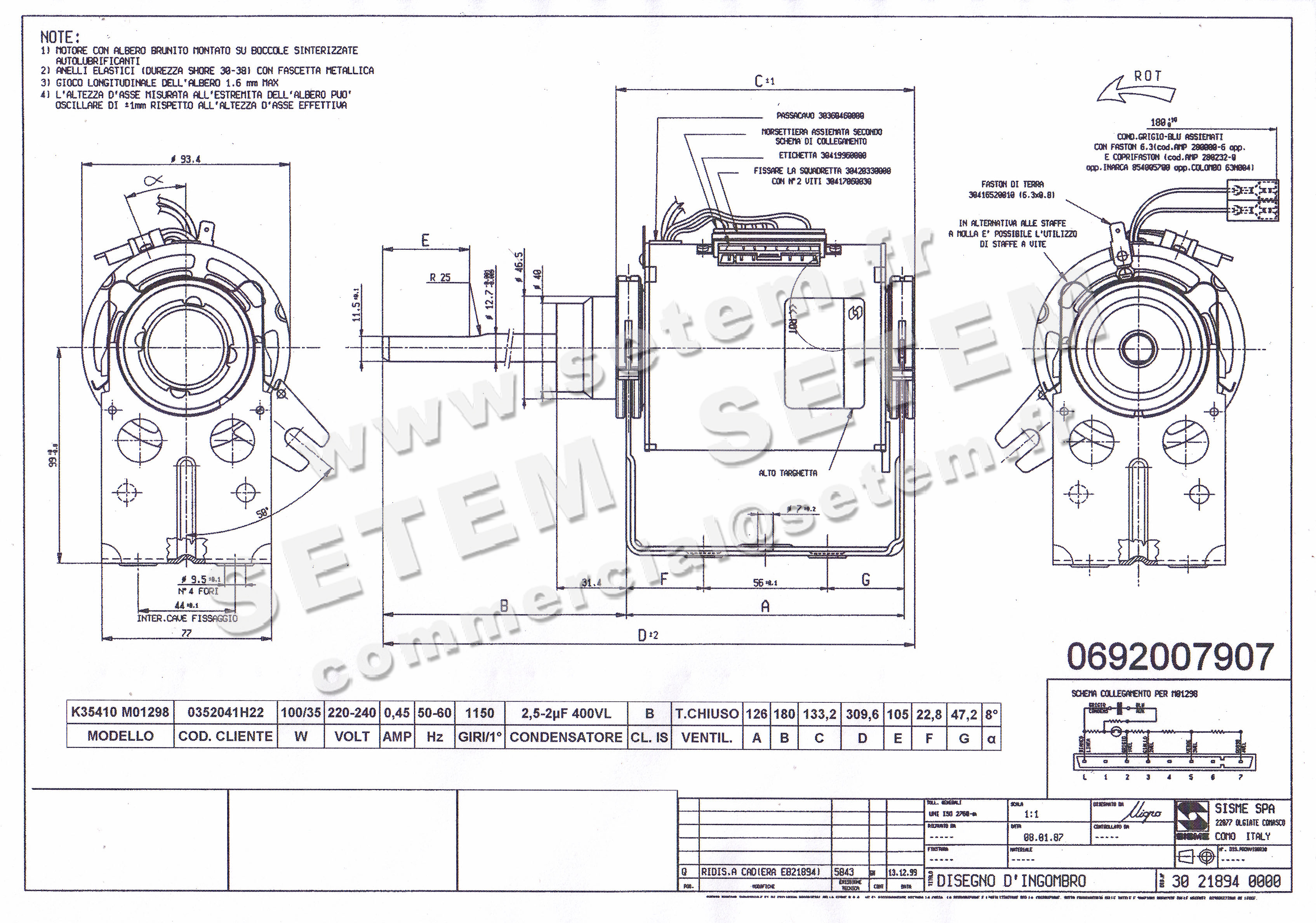 6185007907-MOTEUR SISME K35410M01298 "0352041H22" 4
