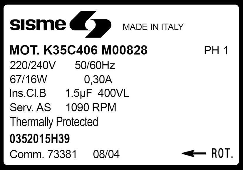 6185007953-MOTEUR SISME K35C406MO0828 "0352015H39" 2