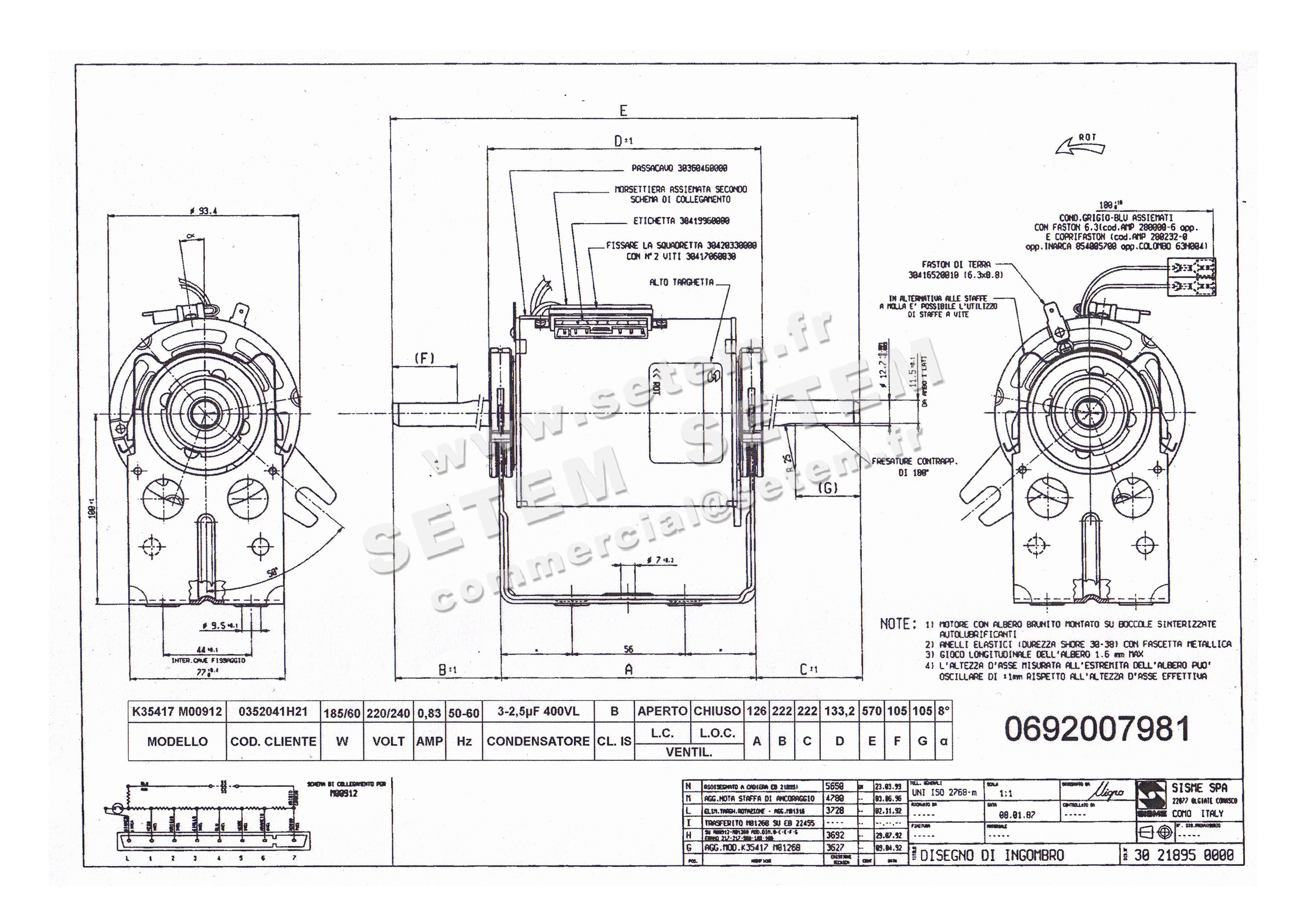 6185007981-MOTEUR SISME K35417MO0912 "0352041H21"