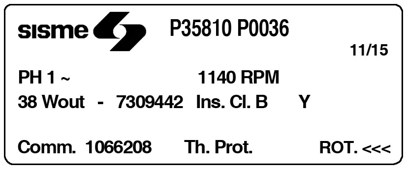 6185009001-MOTEUR SISME P35810P0036 *7309442* 2