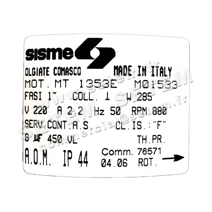 6185009725-MOTEUR SISME M01533 "MT1353E" 2