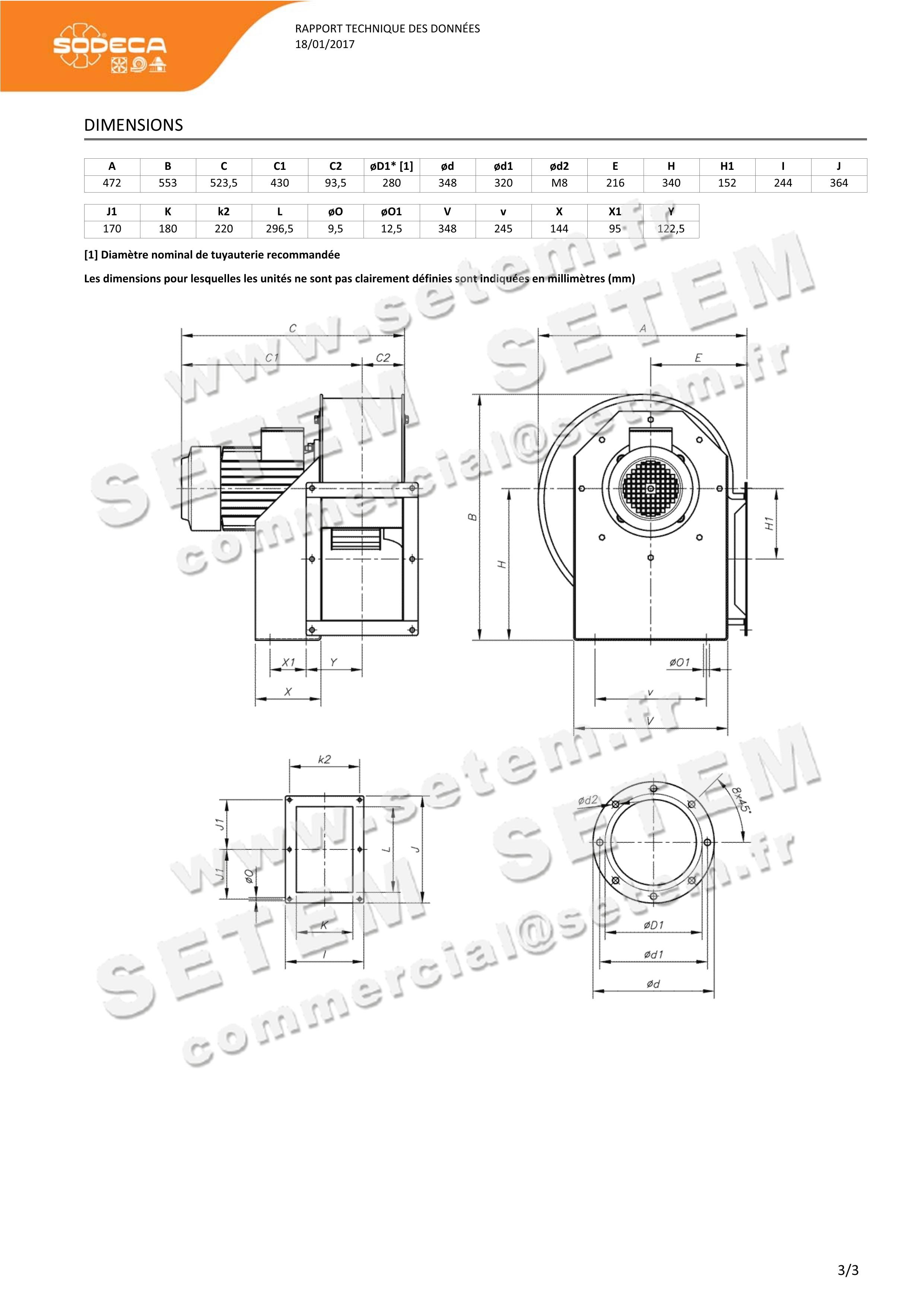 6193002055-VENTILATEUR SODECA CMP-1128-2T-5.5 IE3 LG 270°