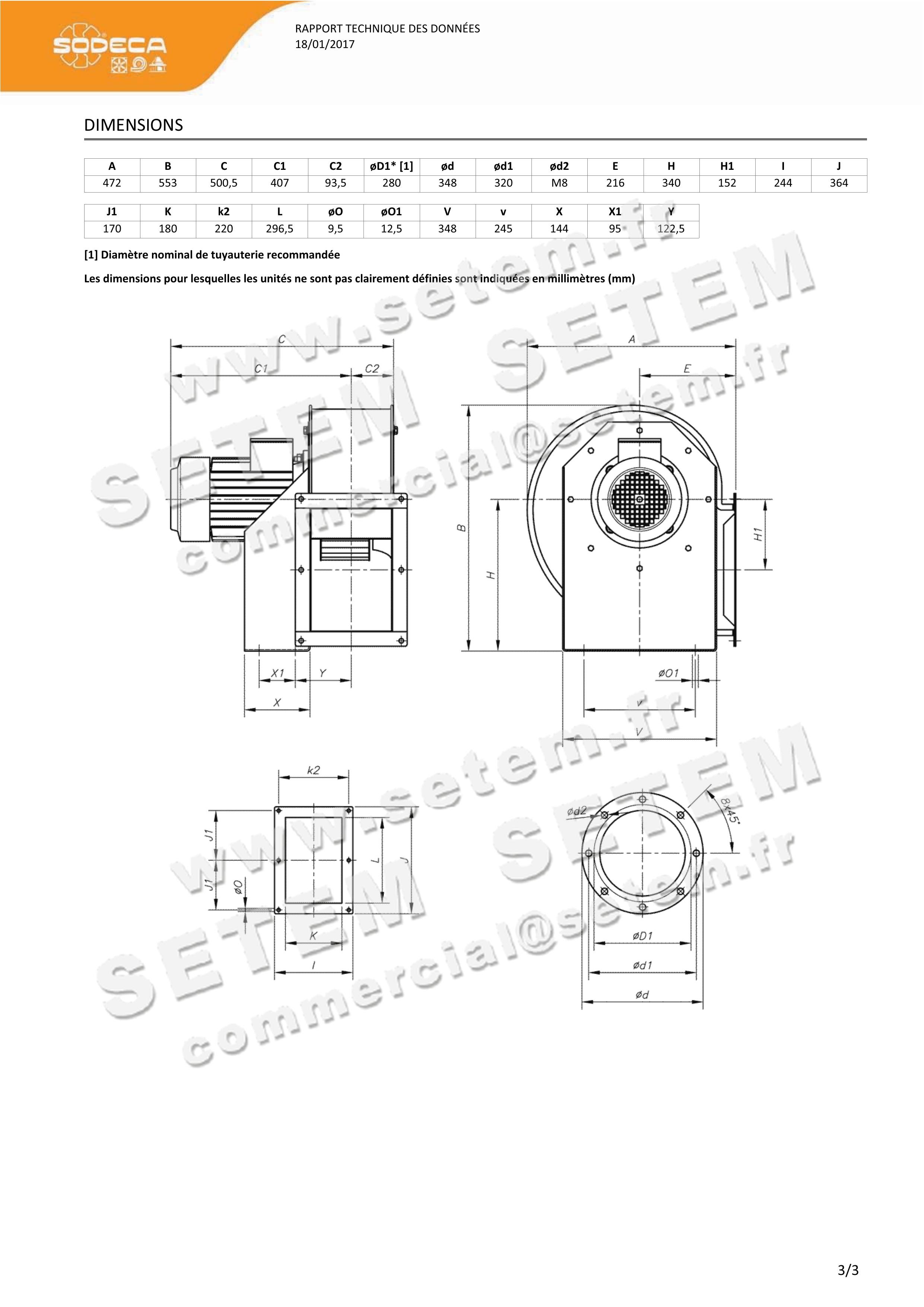 6193002056-VENTILATEUR SODECA CMP-1128-2T-4 IE3 LG 270°