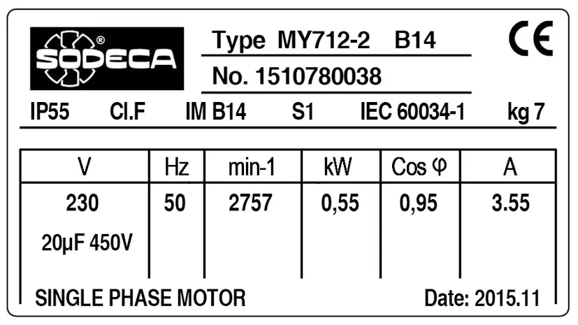 6193009877-MOTEUR SODECA MY712.2 SUR VENTILATEUR CMP-616-2M 2