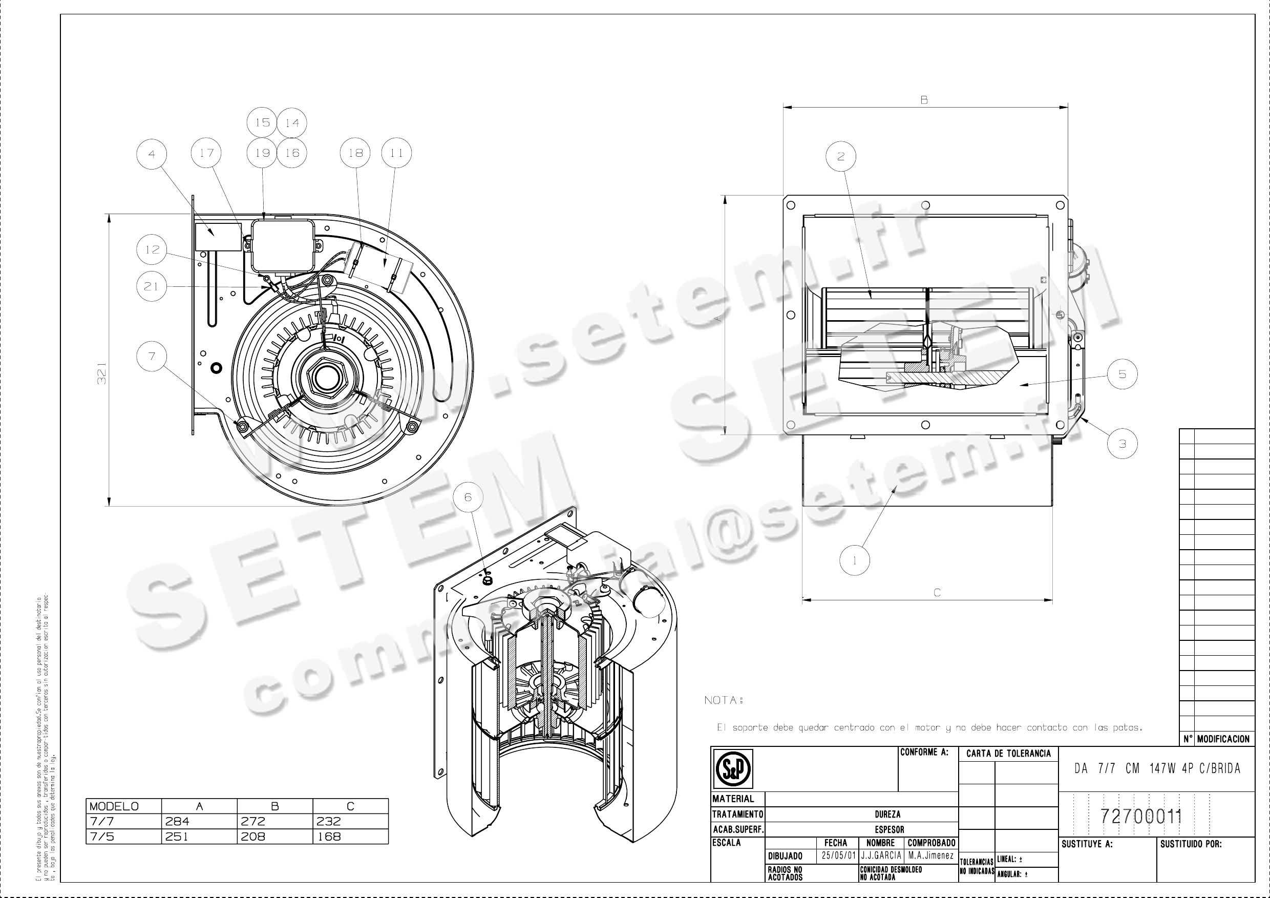 6194000001-VENTILATEUR SP DA7/7CM 147W 4P M230V 1V *72700011*