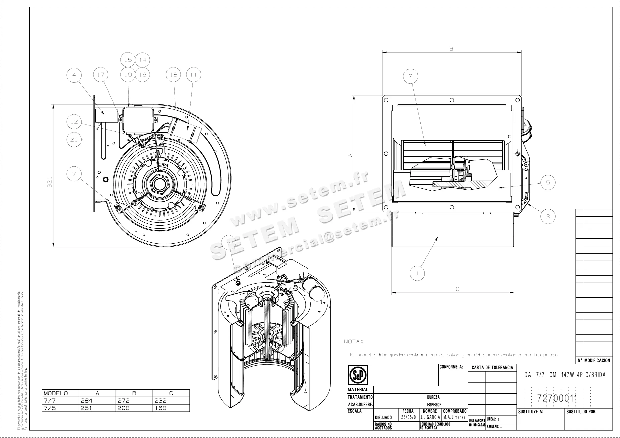 6194000001-VENTILATEUR SP DA7/7CM 147W 4P M230V 1V *72700011*