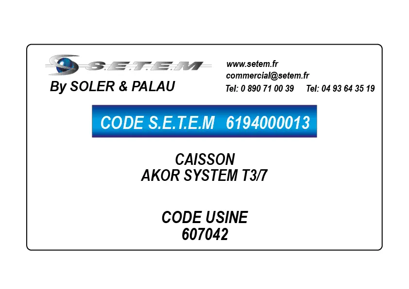 6194000013-CAISSON SP AKOR SYSTEM T3/7 *607042*