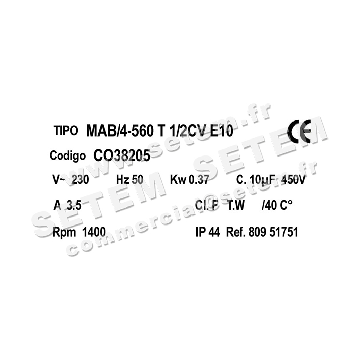 6194000053-MOTEUR SP MAB/4.560T 1/2CV E10 *CO38205* 3
