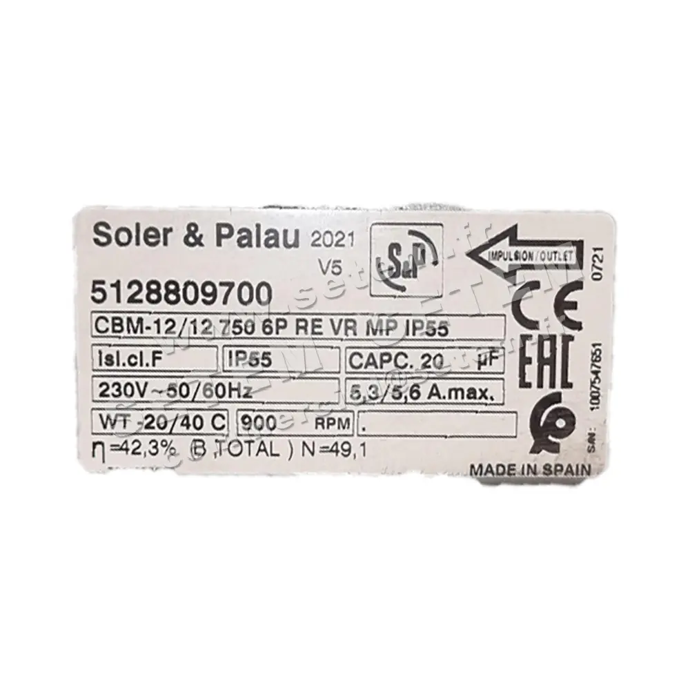 6194000060-VENTILATEUR SP CBM12/12 750W 6P M230V RE VR MP *5128809700*