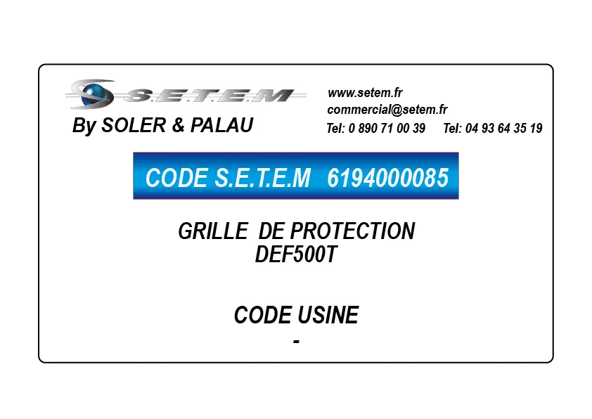 6194000085-GRILLE SP DE PROTECTION DEF500T