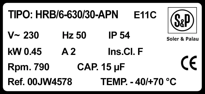6194000095-VENTILATEUR SP HRB/6.630/30.APNE11C *00JW4578* 2