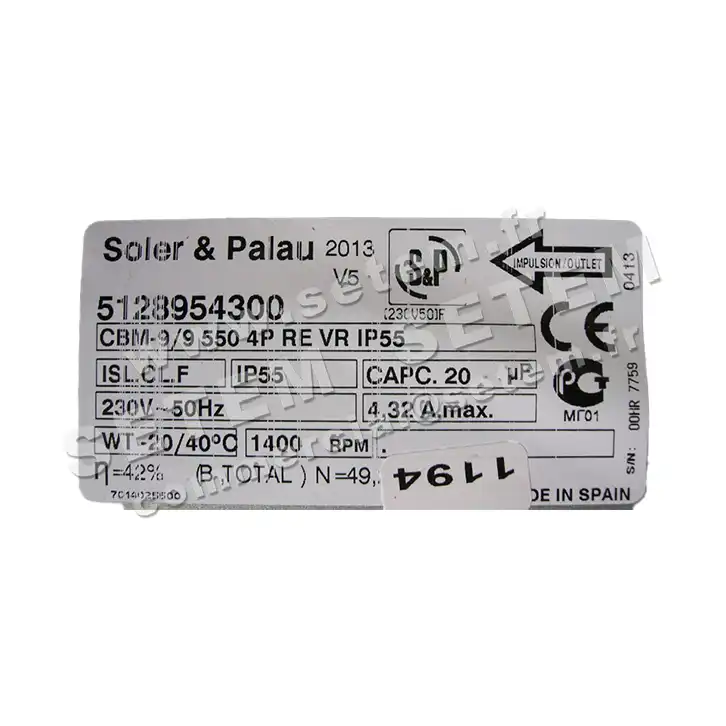 6194000665-VENTILATEUR SP CBM9/9 550 4P RE VR +PI+BB *5128954300* 2