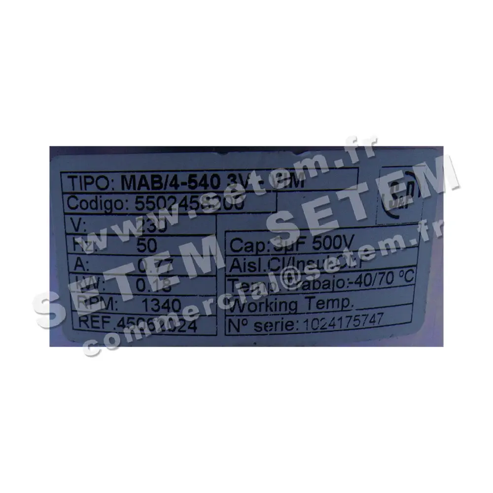 6194000696-MOTEUR SP MAB/4.540/3V +TURBINE 180X100 ET PLAQUE 3