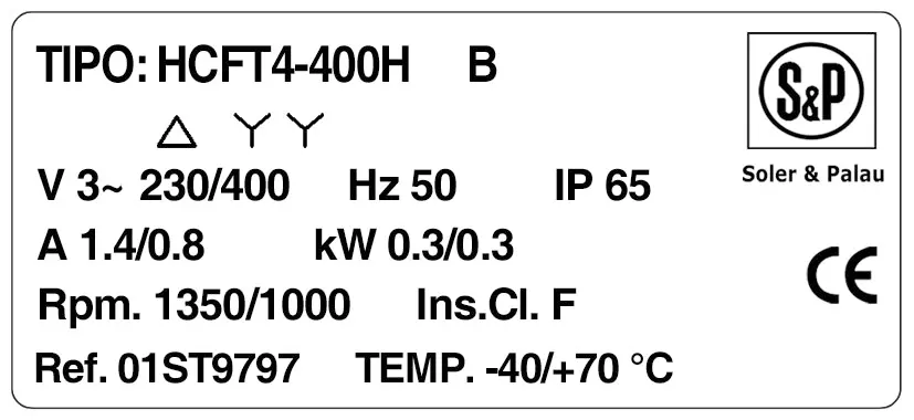 6194000793-VENTILATEUR SP HCFT/4.400/HB 2