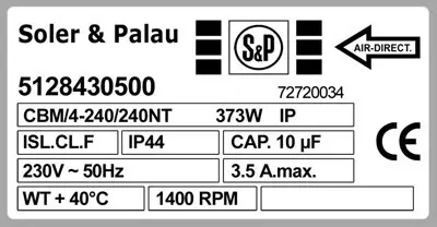 6194001050-VENTILATEUR SP CBM/4.240/240NT 372W 4P *5128430500* 2
