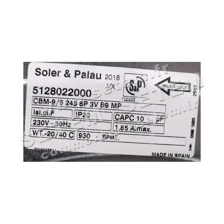 6194001080-VENTILATEUR S&P CBM240/240N 245W 6P 3V M230V +BR *5128022000* 2