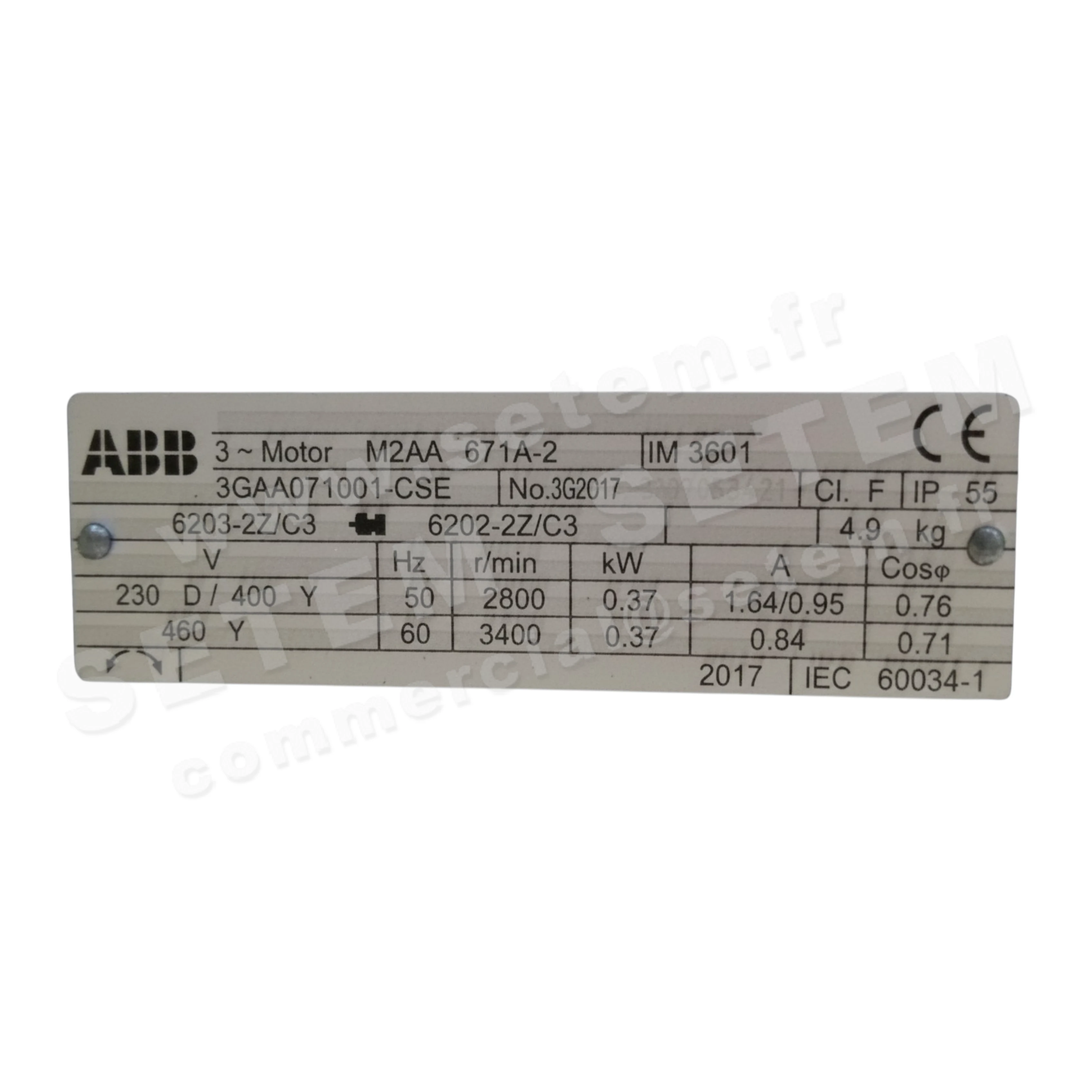 6194001433-VENTILATEUR SP CBT80N 0.37KW 2P T230/400V LG 270° 2