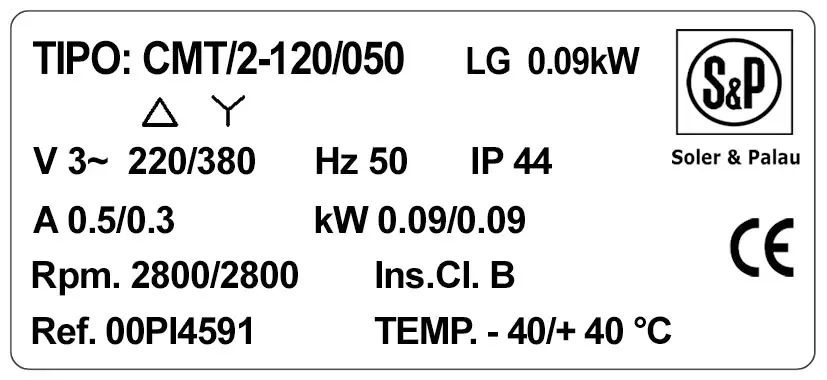 6194001578-VENTILATEUR SP CMT/2.120/050LG 0.09KW 2P T230/400V 2