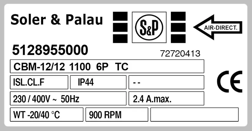 6194002019-VENTILATEUR SP CBM12/12 1100W 6P T230/400V 1V MAT/6.611TRC *5128955000* 2