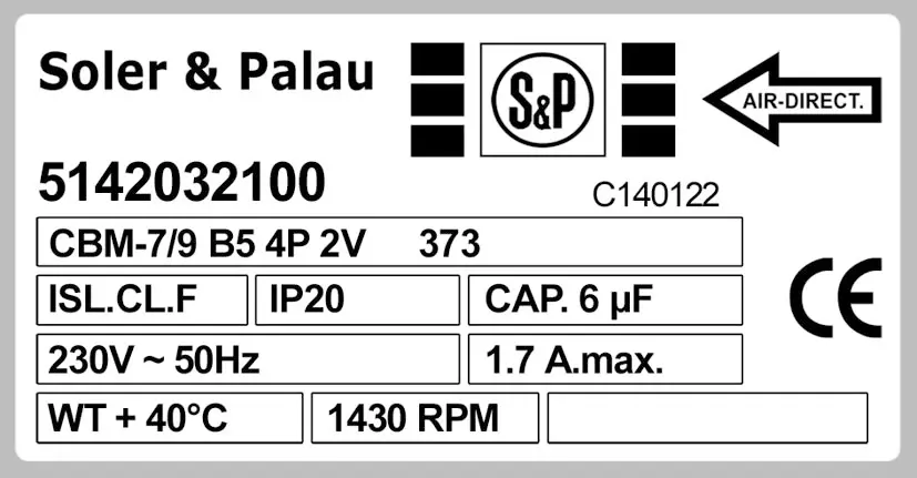 6194002100-VENTILATEUR SP CBM7/9B5 373W 4P 2V M230V +BR *5142032100* 2