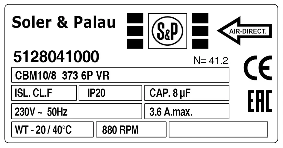 6194002112-VENTILATEUR SP CBM10/8 373W 6P M230V 1V *5128041000* 2