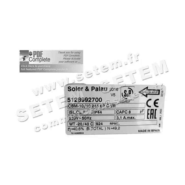 6194002700-VENTILATEUR SP CBM10/10 245W 6P CVR *5128992700*