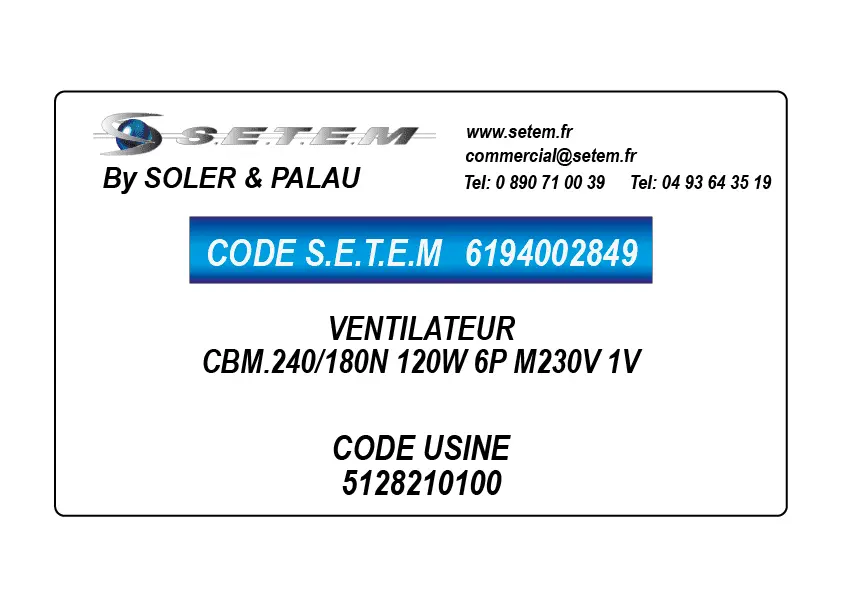 6194002849-VENTILATEUR SP CBM.240/180N 120W 6P M230V 1V *5128210100*