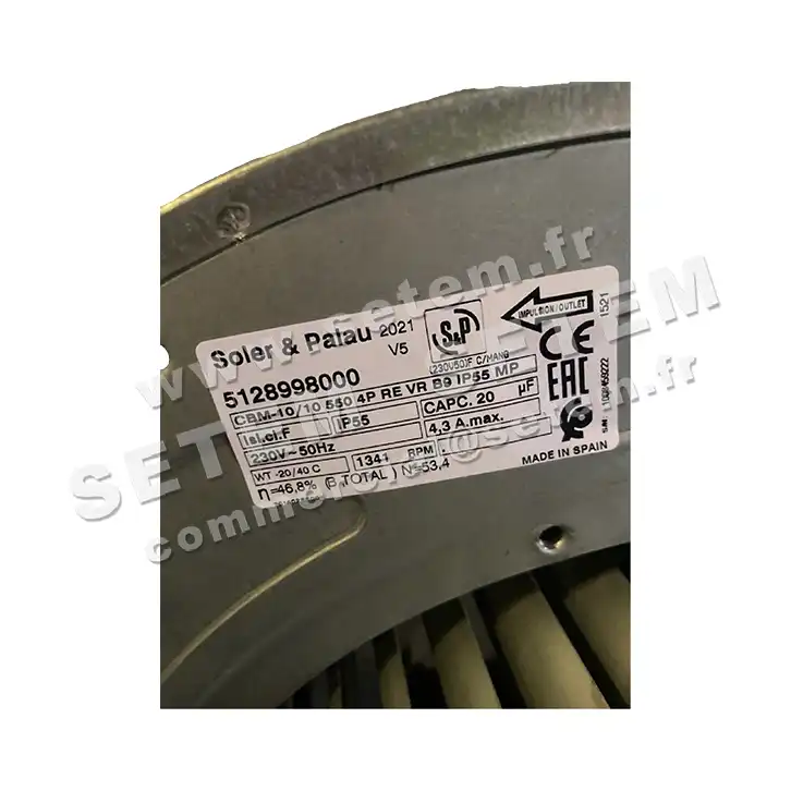 6194003610-VENTILATEUR SP CBM-10/10 550W 4P M230V 1V RE VR B9 IP55 MP *5128998000*