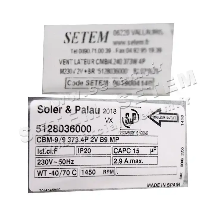 6194004140-VENTILATEUR S&P CBM/4.240/240N 373W 4P M230V 2V +BR *5128036000* 2