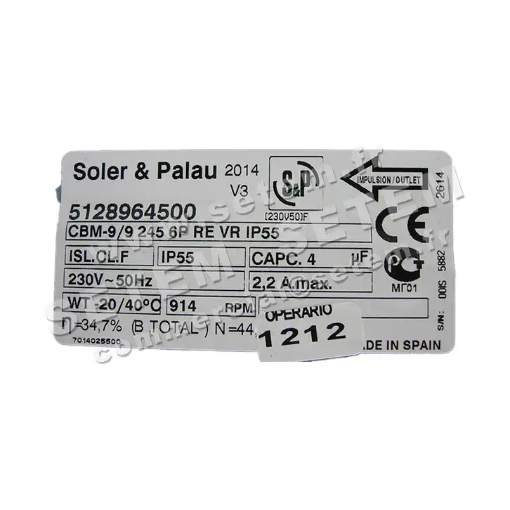 6194004500-VENTILATEUR SP CBM9/9 245W 6P M230V 1V RE VR +BB *5128964500* 3