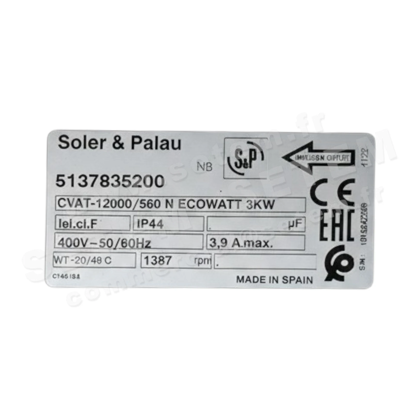 ‌CAISSON CVAT-1200/560N ECOWATT 3KW 4P T400V *5137835200*