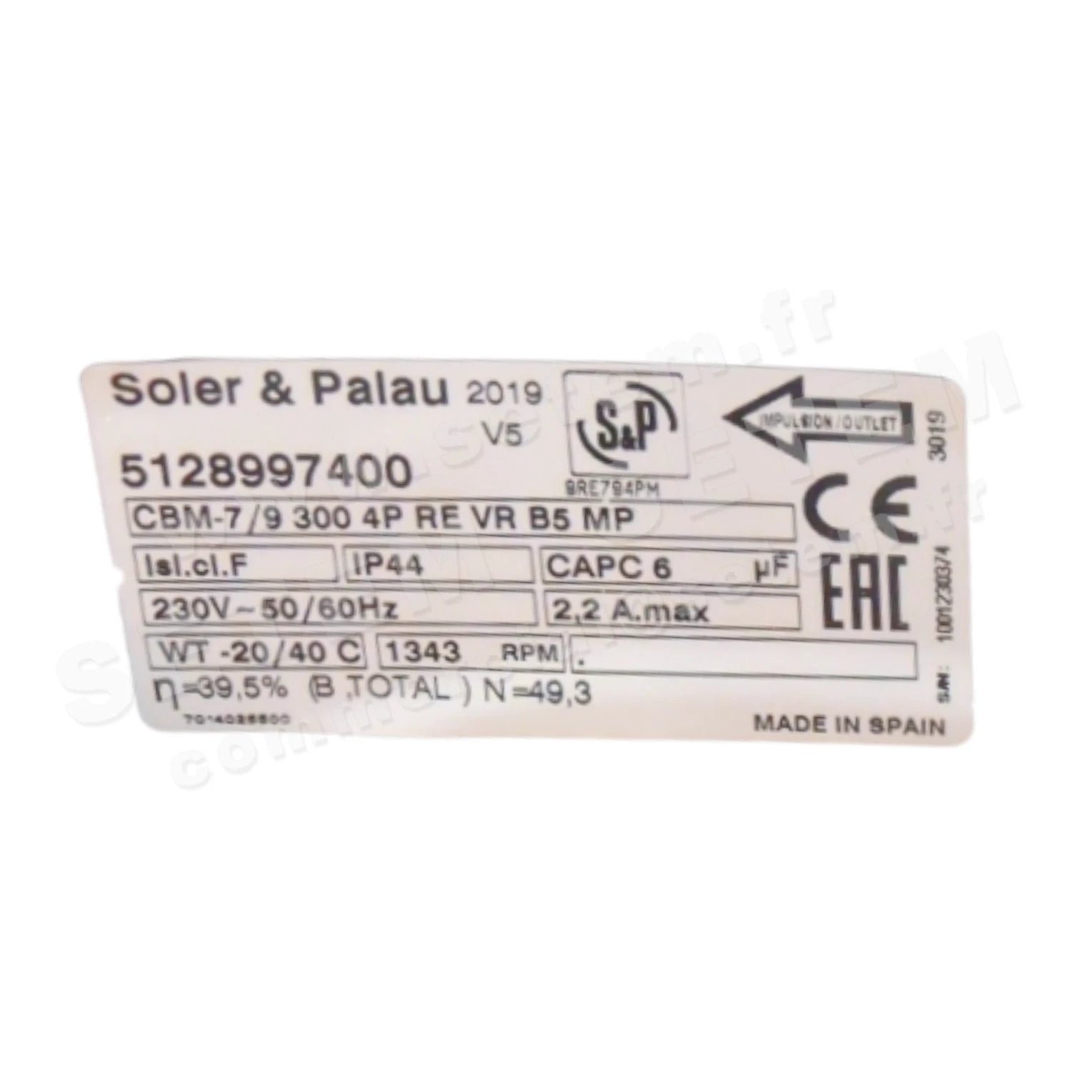 6194008119-VENTILATEUR SP CBM7/9 300W 4P M230V 1V *5128997400* 2