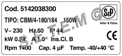 6194008300-VENTILATEUR SP CBM/4.180/184 150W 4P M230V 1V *5142038300* 2