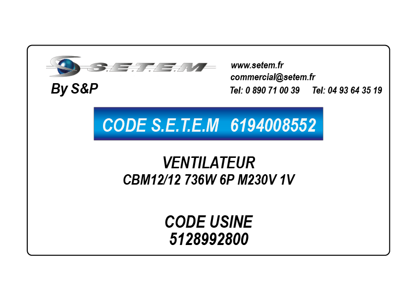 VENTILATEUR CBM12/12 736W 6P M230V 1V *5128992800* 5