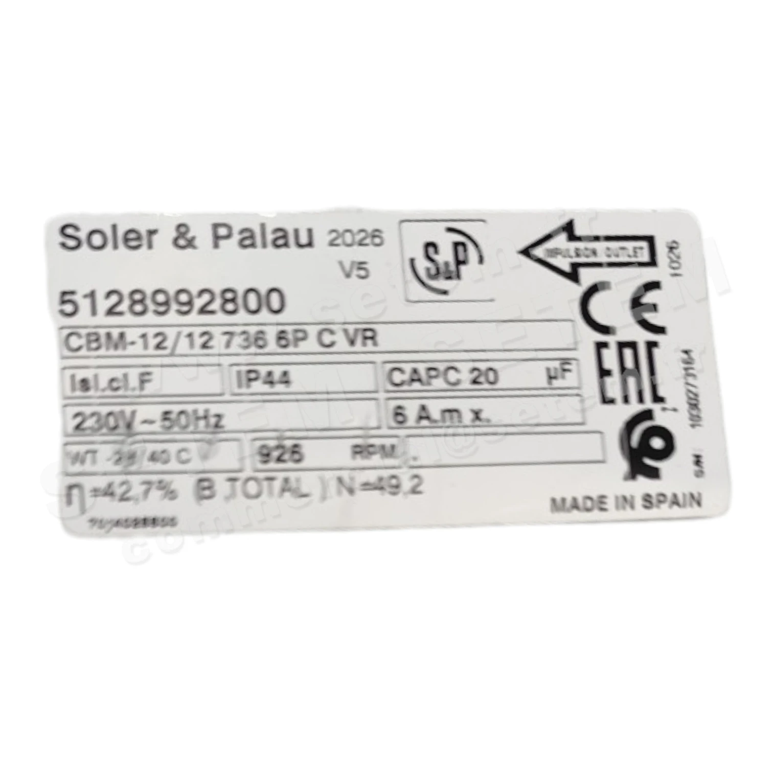 VENTILATEUR CBM12/12 736W 6P M230V 1V *5128992800* 4