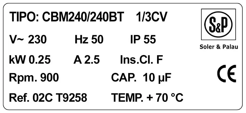 6194009021-VENTILATEUR SP CBM240/240 BT 1/3CV 6P M230V +BR 2