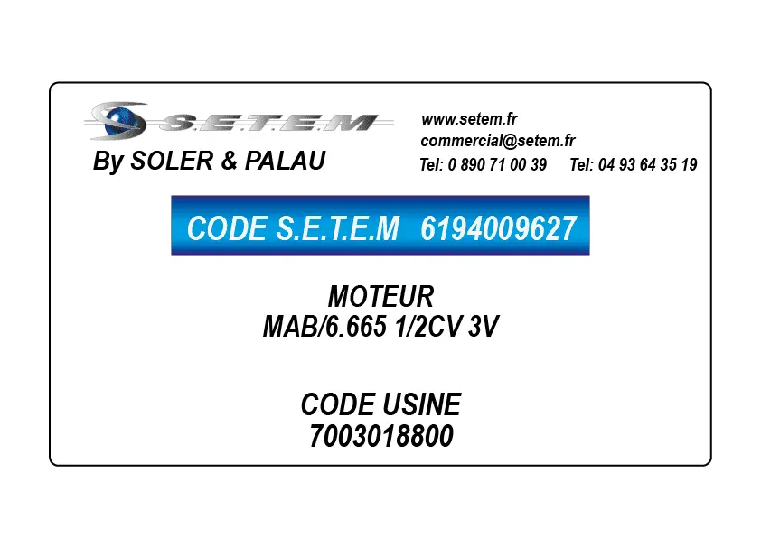 6194009627-MOTEUR SP MAB/6.665 1/2CV 3V *7003018800*