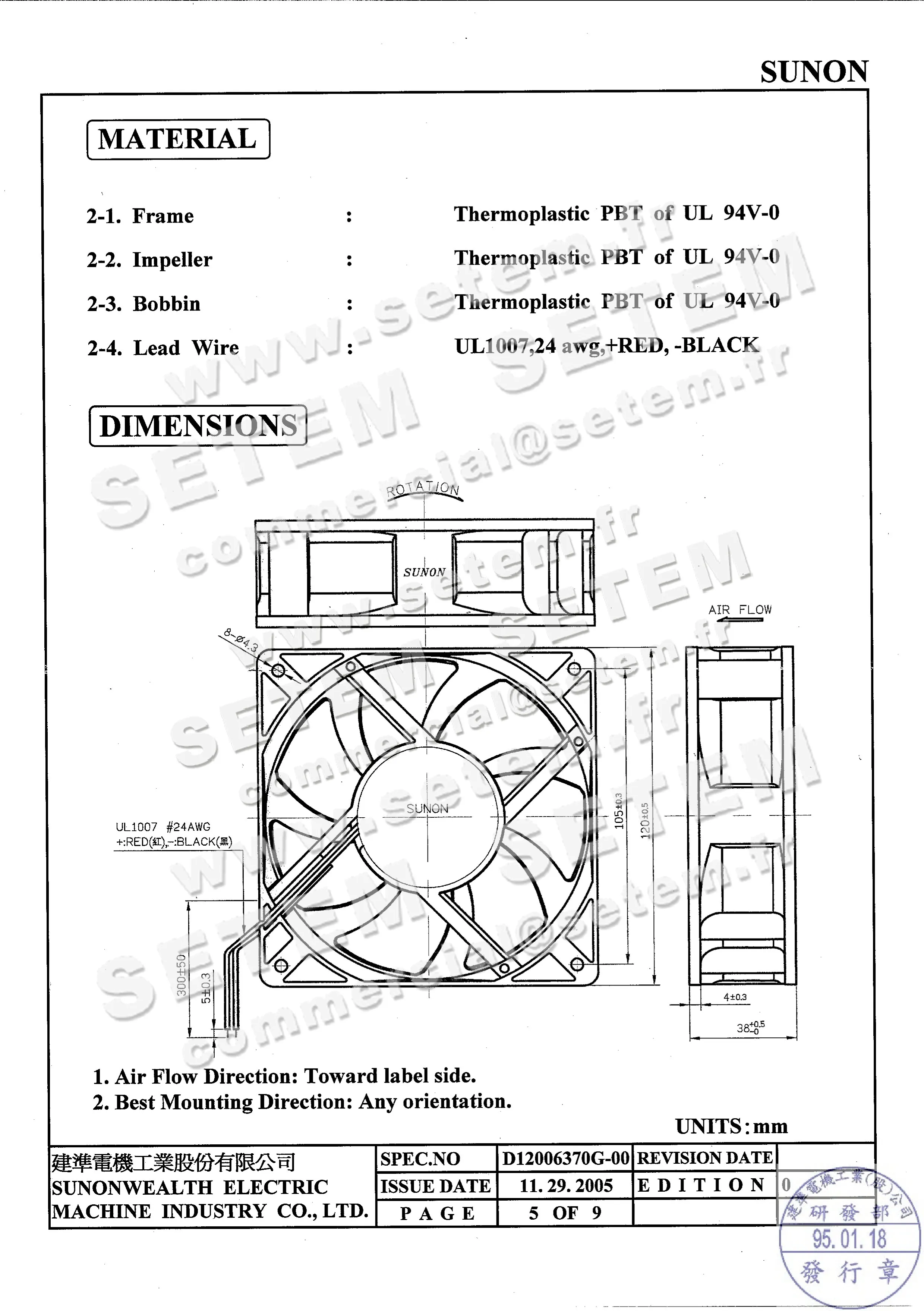 6196000454-VENTILATEUR SUNON PMD2412PMB1.A .GN