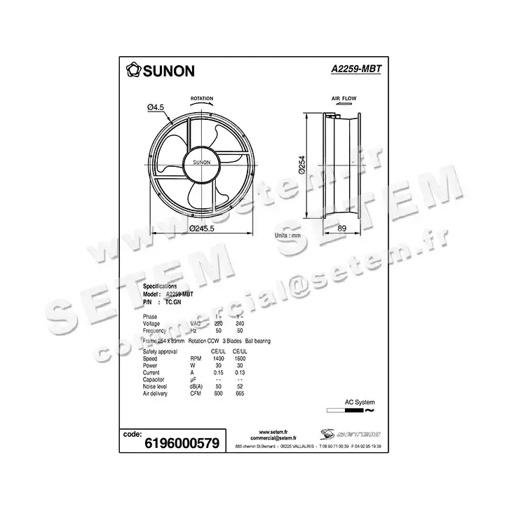 6196000579-VENTILATEUR SUNON A2259.MBT 2