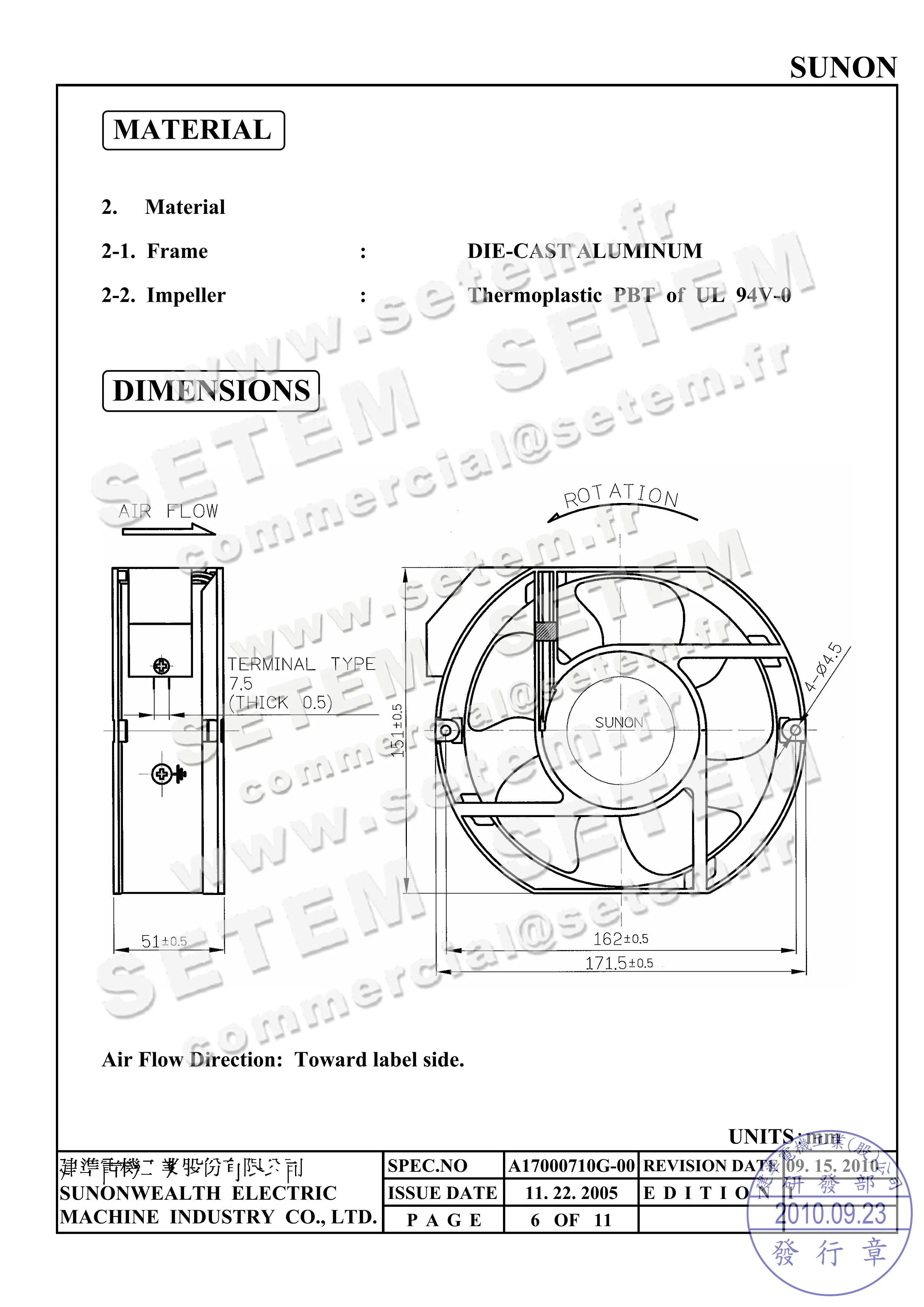 6196002011-VENTILATEUR SUNON A2175.HBT.T.GN 2